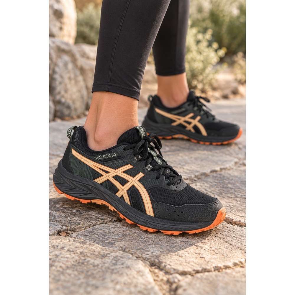 ASICS Pre Venture 9 Womens Trail Running Shoes Black Gold Green 1014A276 Size 7